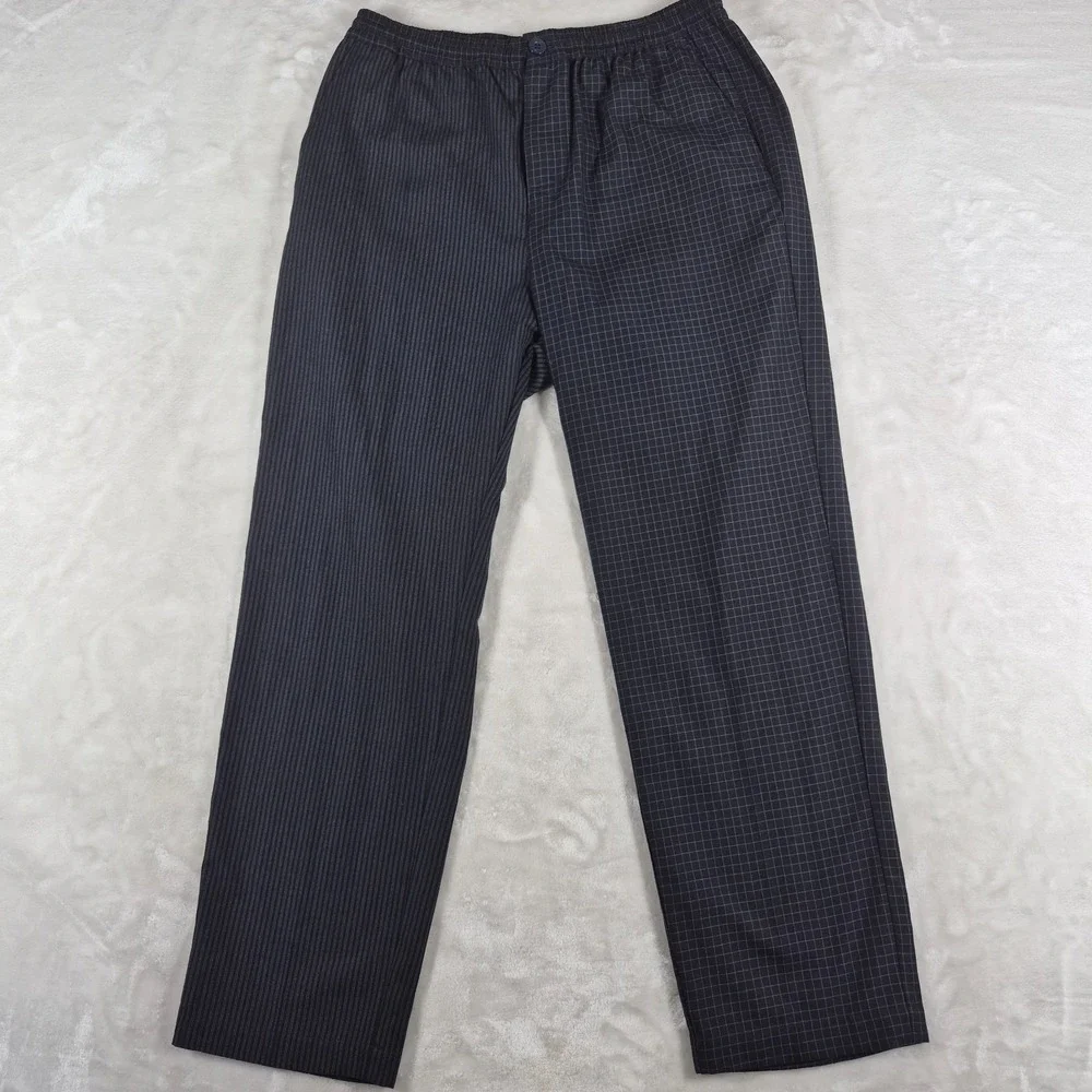 Stussy Pants Men's Medium Blue Drawstring Elastic Waist Checkered Streetwear
